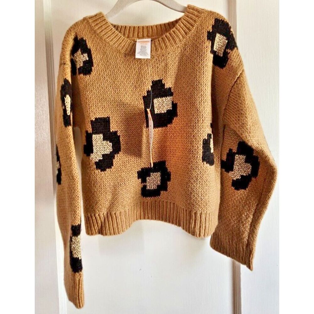 NWT GYMBOREE brown‎ girl sz S(5-6) right Meow sweater metallic gold thread
